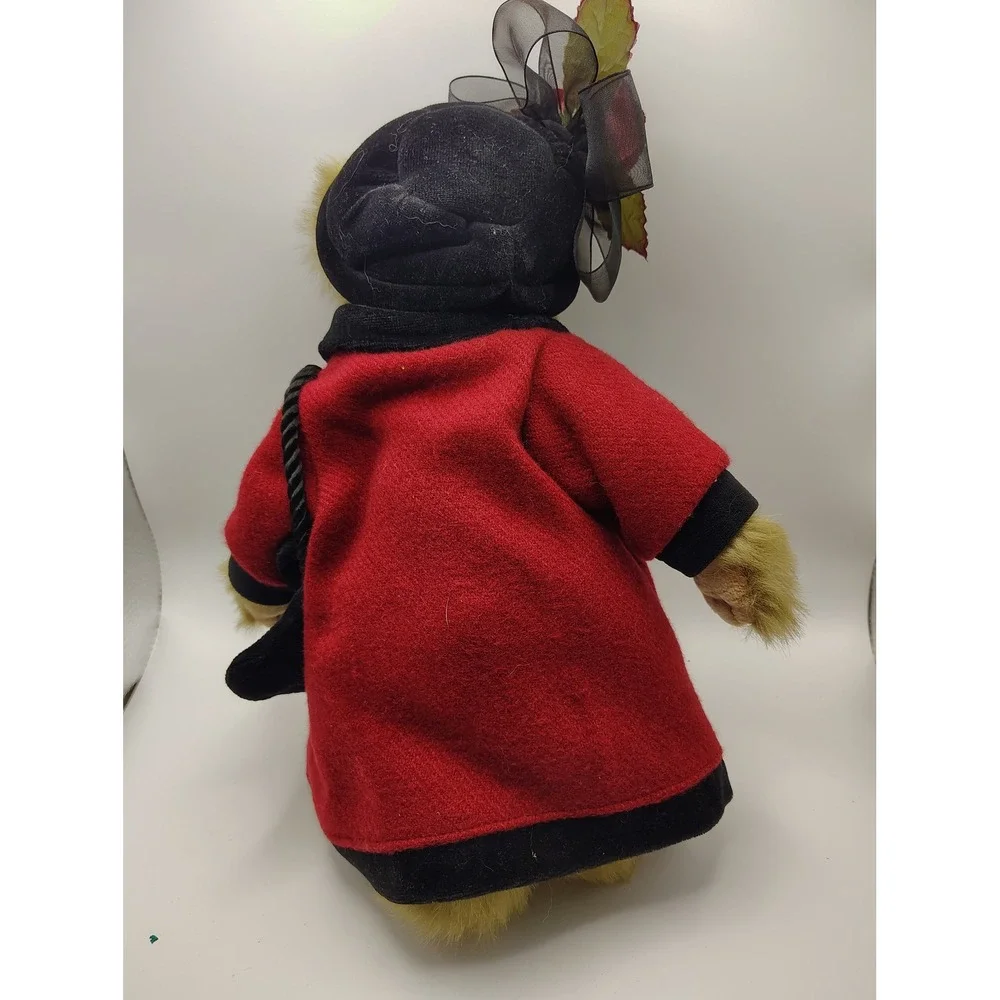 Bearington Collection‎ Teddy Bear Red Pea Coat Black Rose Hat Plush Collectible